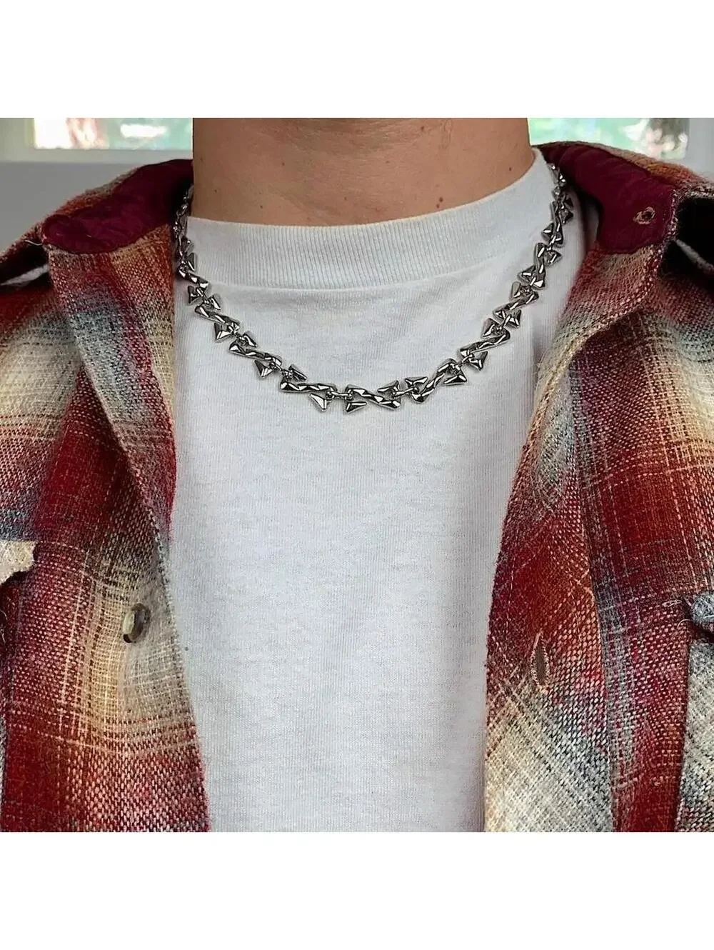 2000s Vintage y2k style cyberpunk opium skater style pendant necklace chain.